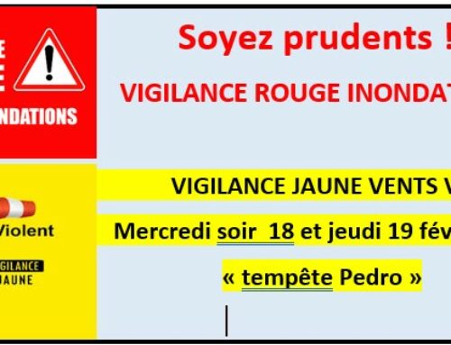 VIGILANCE INONDATION ET VENTS FORTS